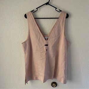 Reiss EMI Linen Blend V-neck Top Size 12